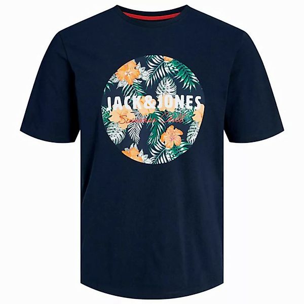 Jack & Jones Rundhalsshirt Jack&Jones XXL T-Shirt navy Blumen-Logo JJCHILL günstig online kaufen