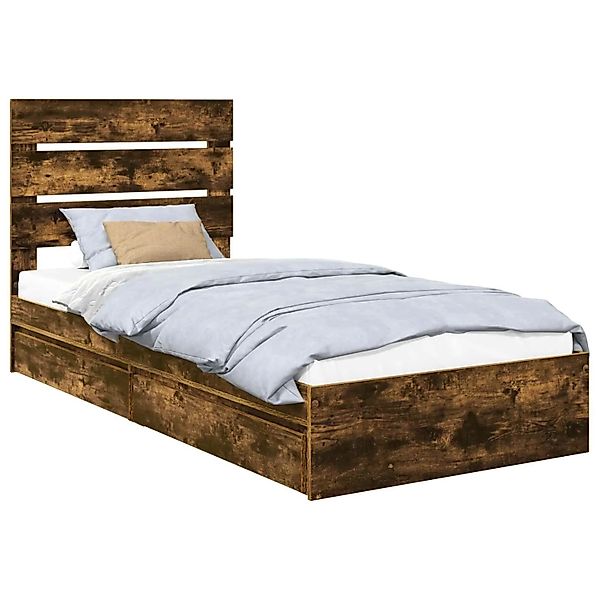 vidaXL Stauraumbett Räuchereiche 90 x 190 cm Holzwerkstoff 3411931 günstig online kaufen