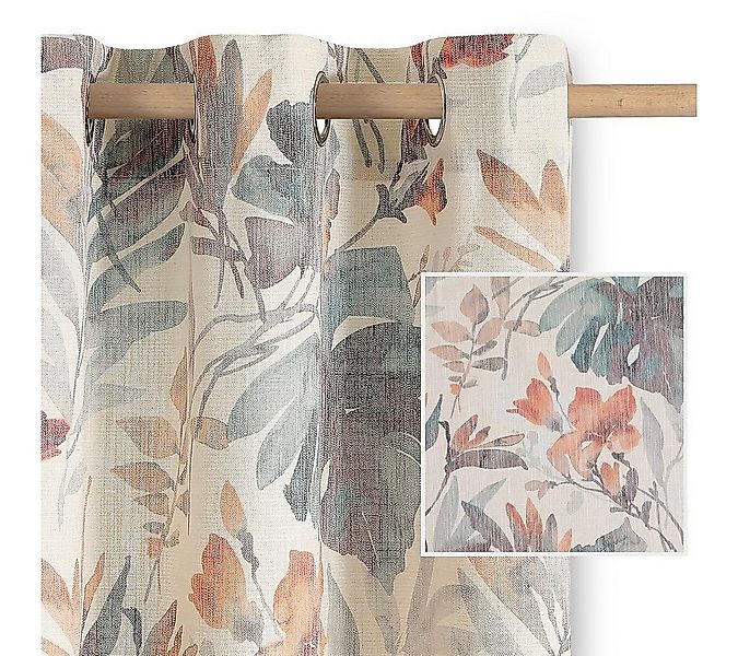 Restilo Gardine Gardine Ösen Vorhang Viskose Microfaser Blumen Muster (1 St günstig online kaufen