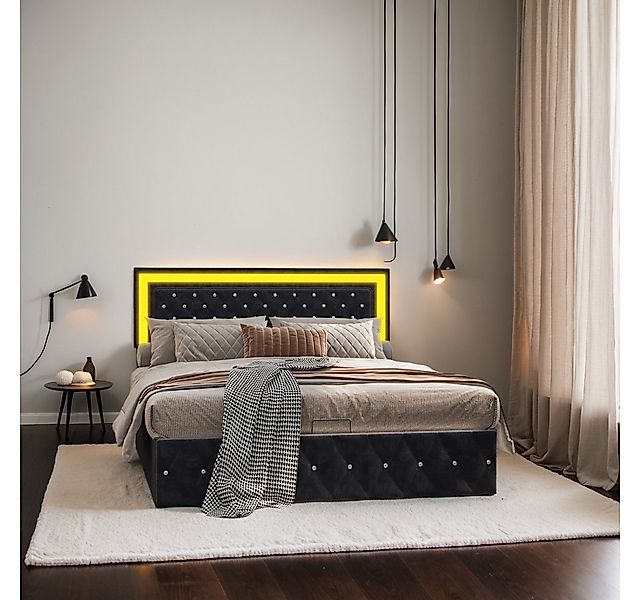 PXloue Polsterbett Stauraumbett mit Lattenrost (Inklusive höhenverstellbare günstig online kaufen