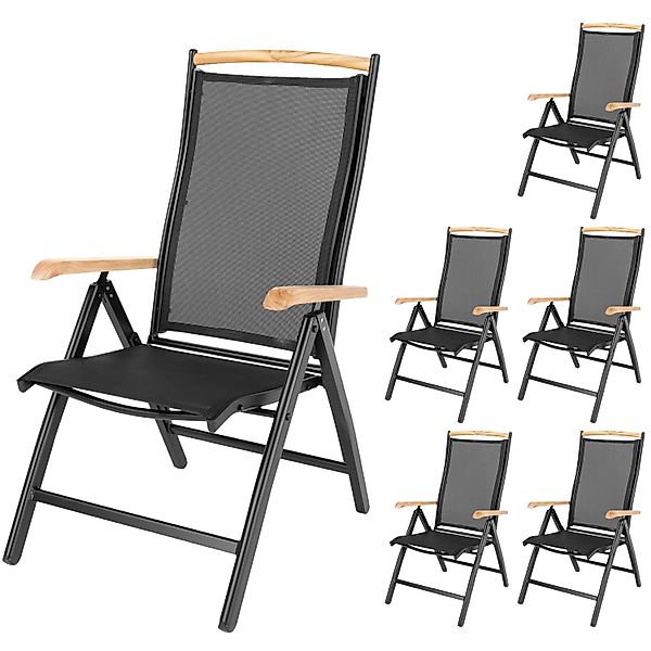 ib style Gartenstuhl 6er Set Diplomat Klappstuhl aus Aluminium und Teakholz günstig online kaufen
