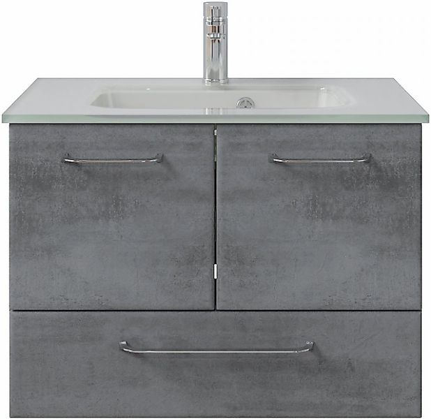 Saphir Badmöbel-Set »Quickset 945 Glas-Waschtisch mit Unterschrank, 74 cm b günstig online kaufen