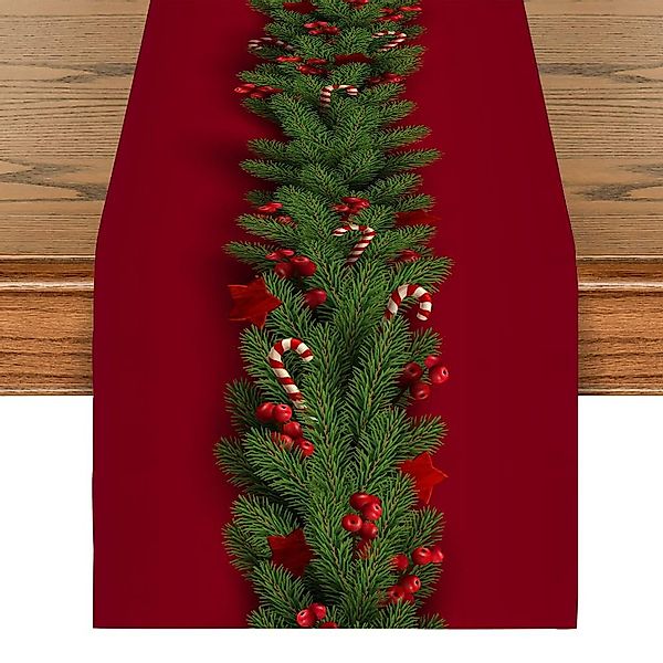 CLTYQ Tischläufer Tischläufer Weihnachtlicher Leinen Tischläufer,Roter günstig online kaufen