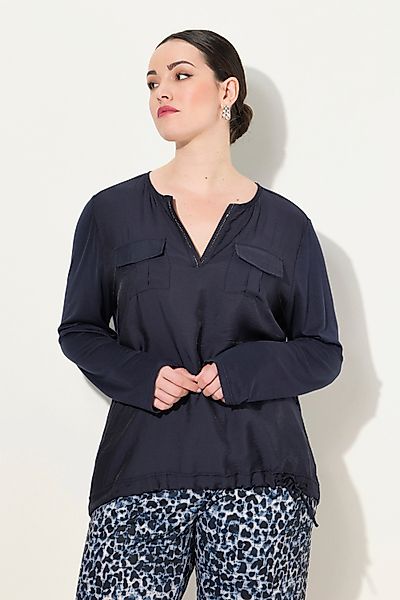 Ulla Popken Druckbluse Blusenshirt Ziersteine Tunika-Ausschnitt günstig online kaufen
