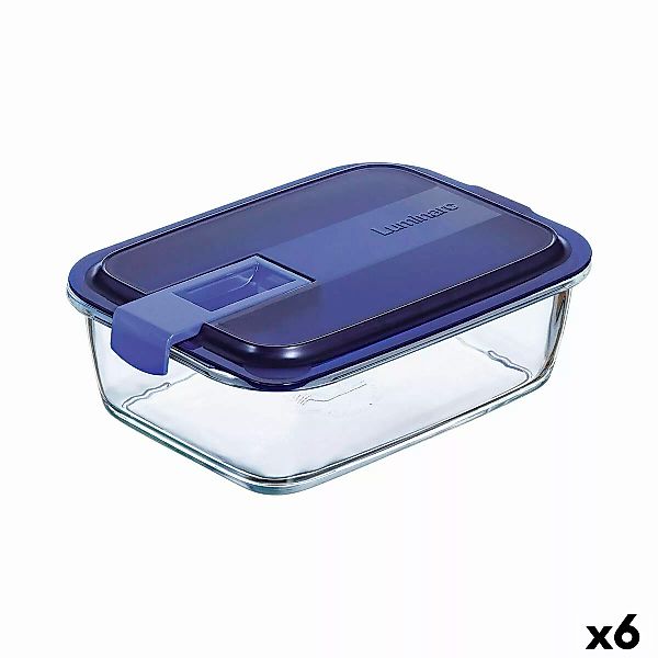 Lunchbox Hermetisch Luminarc Easy Box Blau Glas (6 Stück) (1,22 L) günstig online kaufen