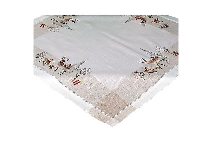 texpot Tischdecke Tischwäsche Stickerei Rehe Winterdeko Weihnachten (1-tlg) günstig online kaufen