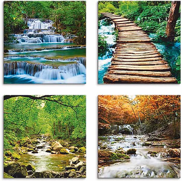 Artland Leinwandbild »Wasserfall Herbstwald Fluß Smolny« Gewässer 4 Stk. tl günstig online kaufen