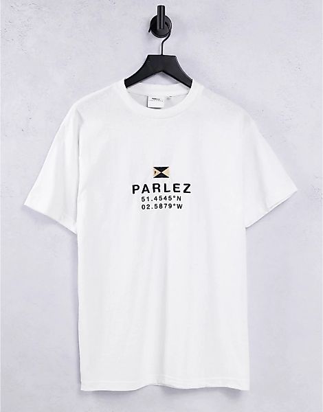 Parlez – Prospect – T-Shirt in Weiß mit Print günstig online kaufen