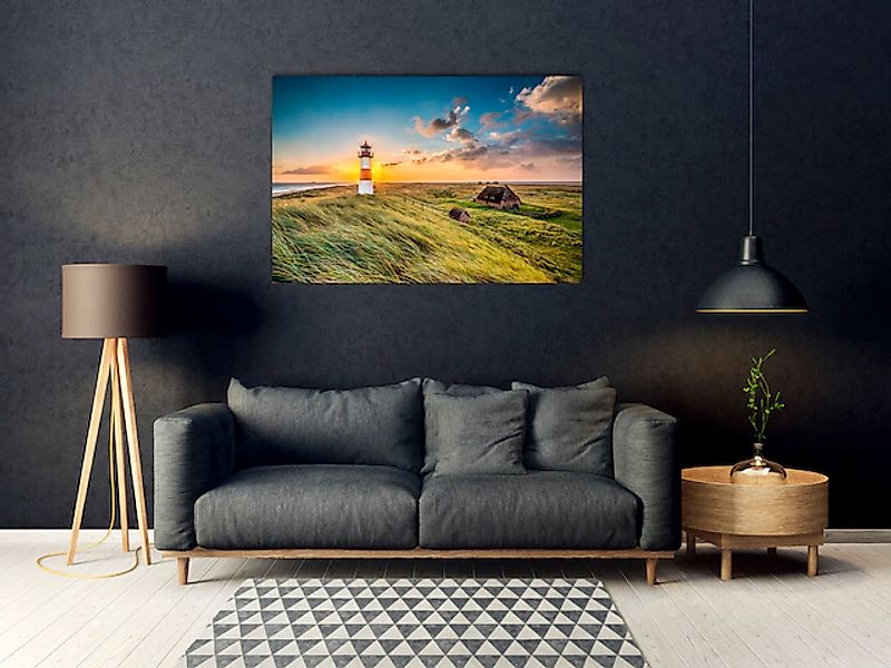 queence Acrylglasbild »Edgar«, Landschaft-Himmel-Leuchtturm-Wiesen & Bäume- günstig online kaufen