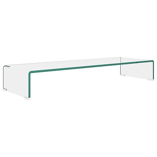 furnicato TV-Aufsatz TV-Tisch/Bildschirmerhöhung Glas Transparent 90x30x13 günstig online kaufen