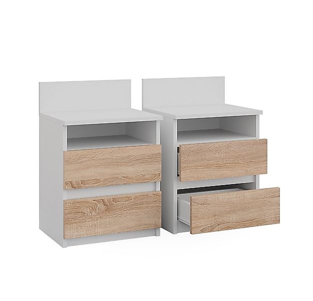 Vicco Nachtschrank Monty, Weiß/Sonoma, 32.3 x 59.1 cm 2er Set günstig online kaufen