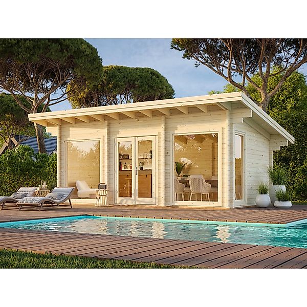 Palmako Heidi Holz-Gartenhaus Natur Flachdach Unbehandelt 620 cm x 340 cm günstig online kaufen