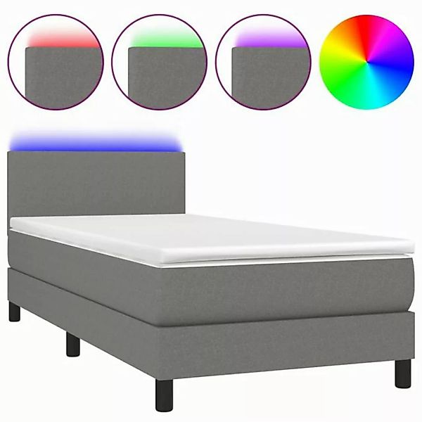 vidaXL Boxspringbett Boxspringbett mit Matratze LED Dunkelgrau 100x200 cm S günstig online kaufen