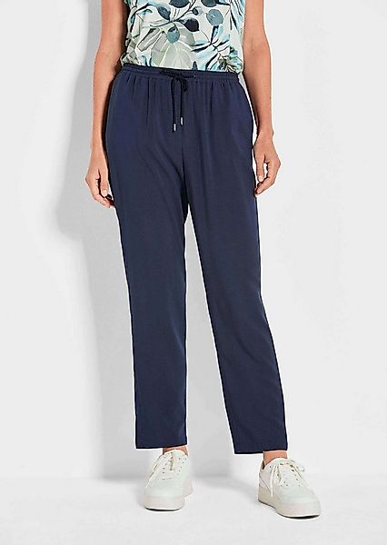 GOLDNER Schlupfhose Uni Blaue Stoffhose SARA Weite Viskosehose mit Rundumsc günstig online kaufen