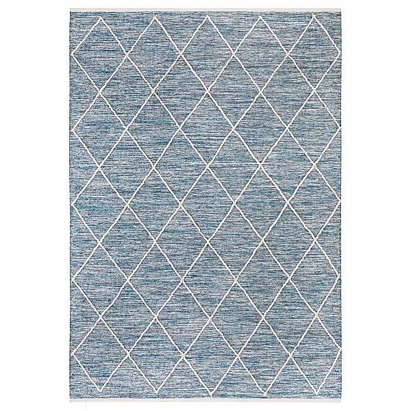 HOMCOM Teppich aus Baumwolle Blau 240 x 170 x 0,7 cm   Aosom günstig online kaufen