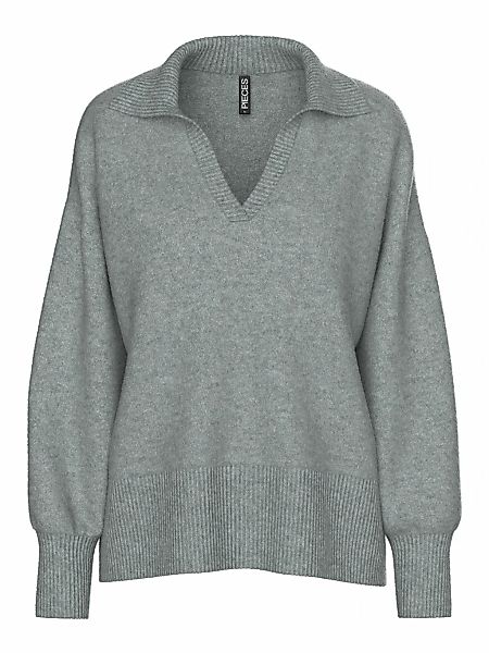 pieces V-Ausschnitt-Pullover "PCMALOU LS POLO KNIT NOOS BC" günstig online kaufen