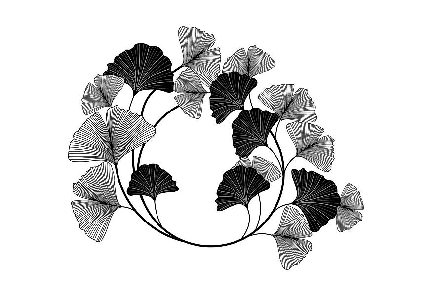 Jumpeak Wanddekoobjekt Dreidimensionaler Ginkgo biloba Metall Wandschmuck, günstig online kaufen