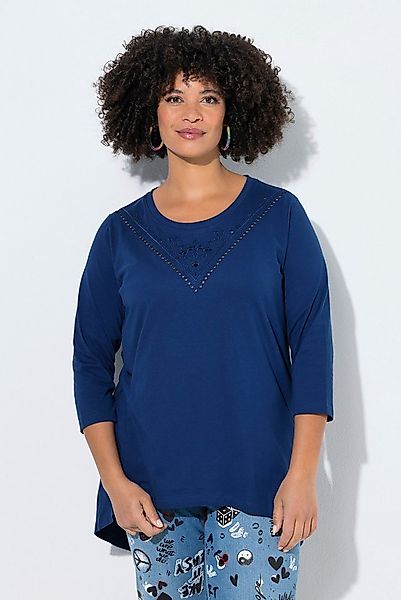 Angel of Style T-Shirt T-Shirt längere A-Linie Lochstickerei 3/4-Ärmel günstig online kaufen