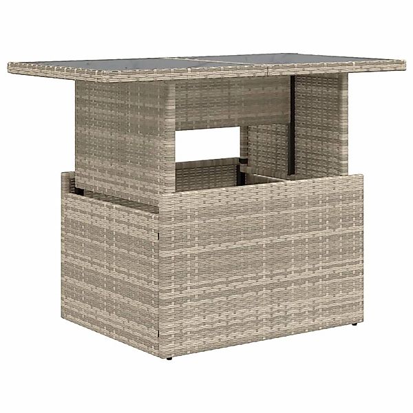 vidaXL Gartentisch mit Glasplatte Hellgrau 100x55x73 cm Poly Rattan 366183 günstig online kaufen