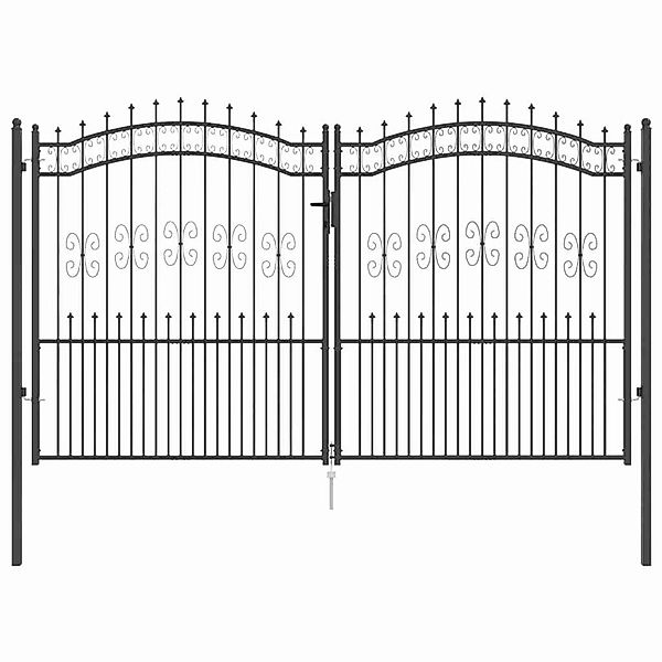 vidaXL Zauntor mit Speer-Top mit Schloss Grau 305 x 175 cm Stahl 42009046 günstig online kaufen