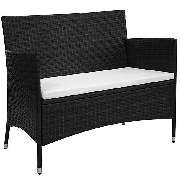 furnicato Gartenbank 90 cm Poly Rattan Schwarz günstig online kaufen