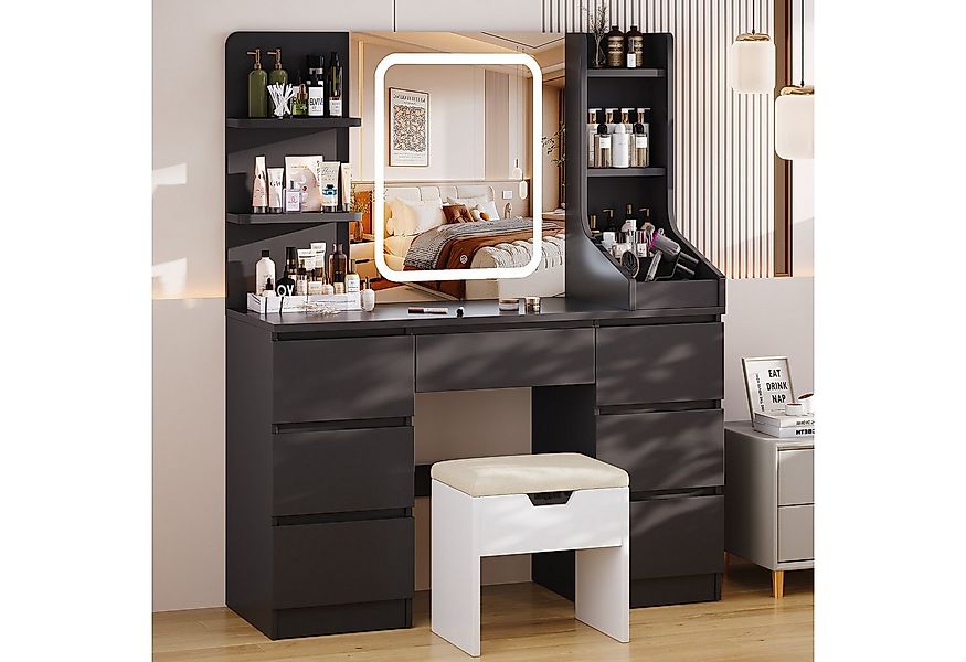 HOMALL Schminktisch Eingebaute LED-Beleuchtung, einstellbare Helligkeit, mi günstig online kaufen