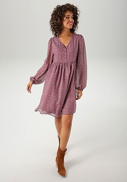 Aniston CASUAL Blusenkleid mit kleinem, grafischen Alloverdruck günstig online kaufen