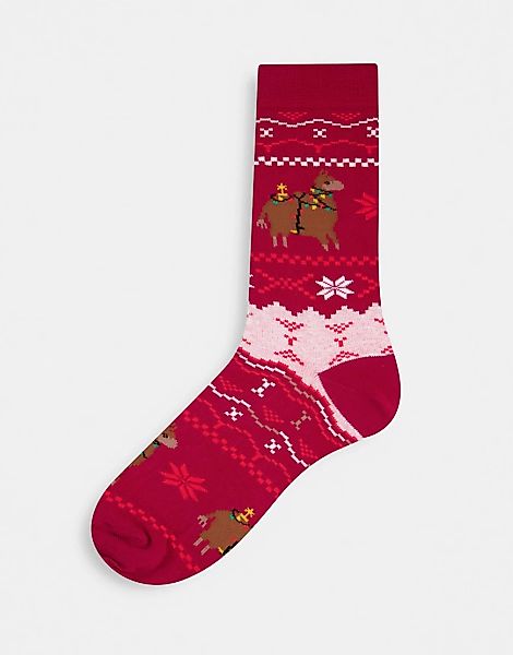 ASOS DESIGN – Knöchelhohe Socken mit weihnachtlichem Norwegermuster und Lam günstig online kaufen
