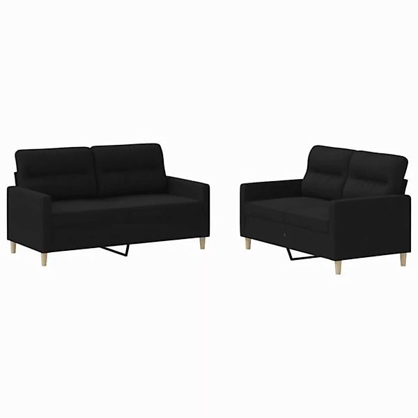 vidaXL Sofa, 2-tlg. Sofagarnitur mit Kissen Schwarz Stoff günstig online kaufen