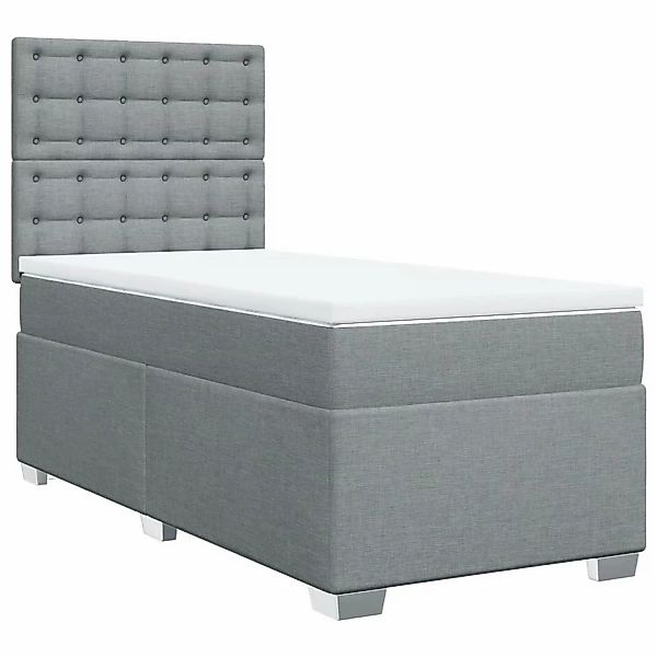 vidaXL Bettgestell Boxspringbett mit Matratze Hellgrau 90x200 cm Stoff Bett günstig online kaufen