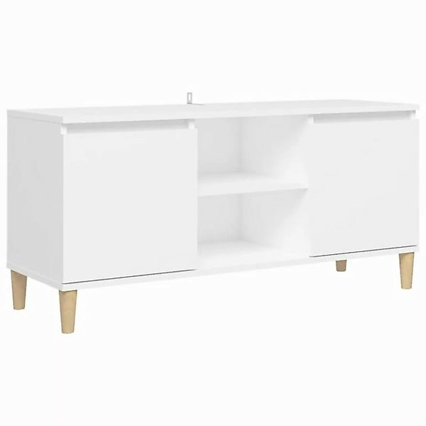 vidaXL TV-Schrank TV-Schrank mit Massivholz-Beinen Weiß 103,5x35x50 cm Lowb günstig online kaufen