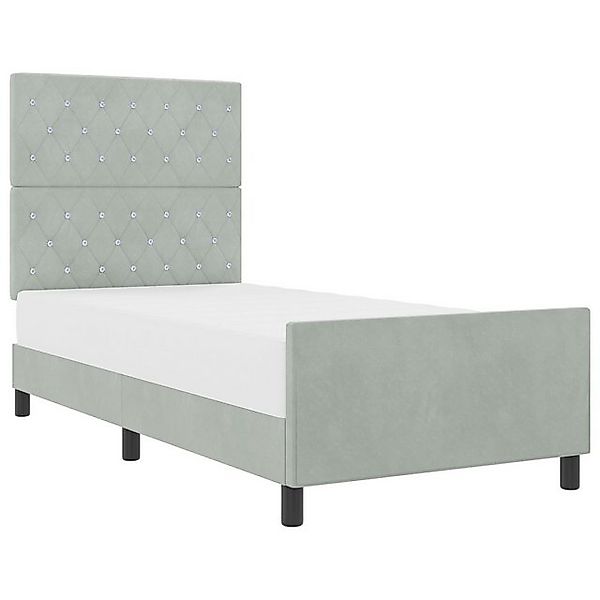 vidaXL Bett Bettgestell Hellgrau 100x200 cm Samt (1-tlg) günstig online kaufen