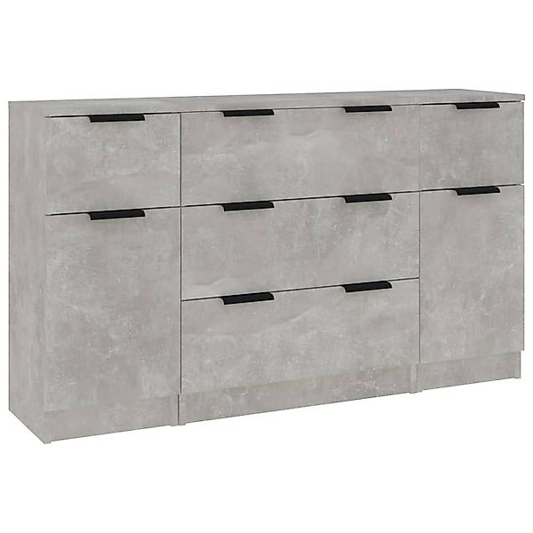 vidaXL Sideboard 3-tlg. Sideboard-Set Betongrau Holzwerkstoff günstig online kaufen
