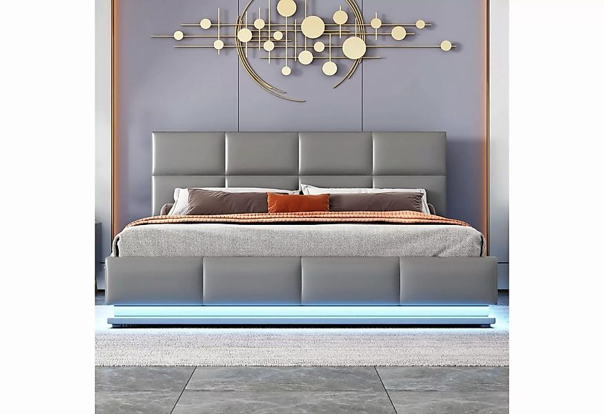 HAUSS SPLOE Polsterbett 160 x 200 cm mit LED Doppelbett mit hydraulischem S günstig online kaufen