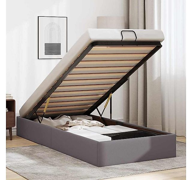 vidaXL Bett, Ottoman-Bett ohne Matratze Grau 100x200 cm Kunstleder günstig online kaufen