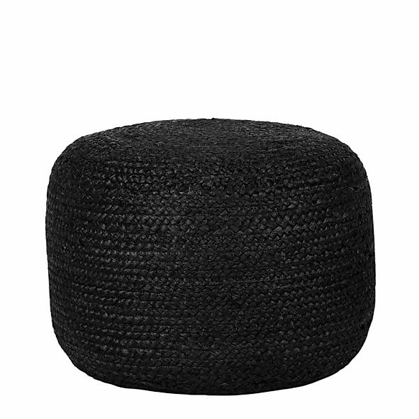 Handgearbeiteter Pouf in Schwarz Geflecht günstig online kaufen