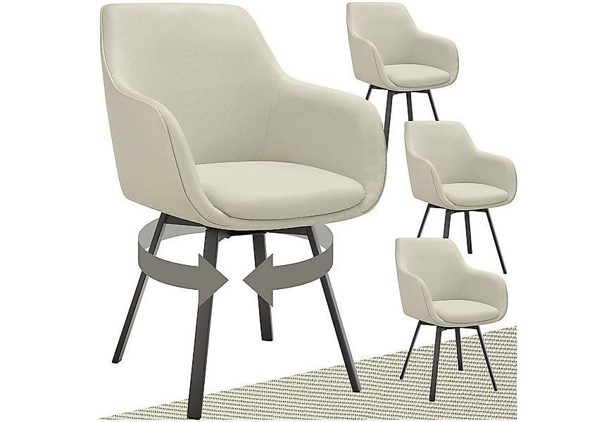 tectake Esszimmerstuhl Drehbarer Armlehnstuhl Alicon, gepolstert (Set, 4 St günstig online kaufen