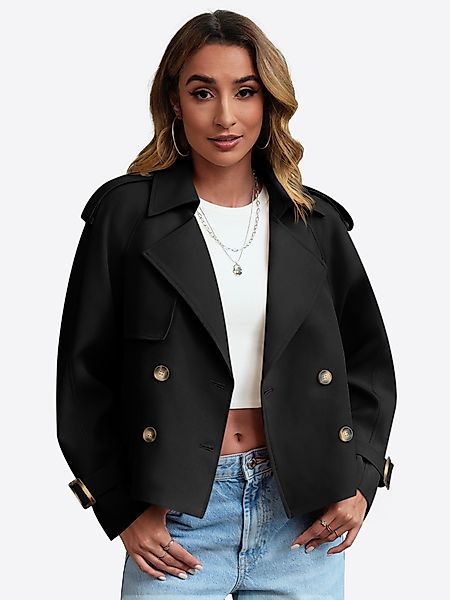 Imily Bela Trenchcoat Damen Zweireihige Casual-Kurzjacke günstig online kaufen