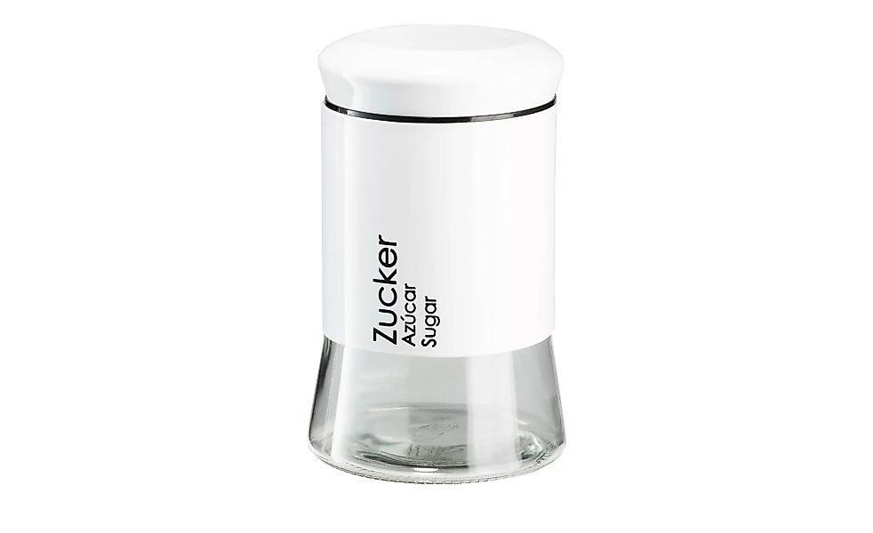 KHG Aufbewahrungsdose  Zucker - weiß - Glas , Edelstahl - 18,5 cm - Sconto günstig online kaufen