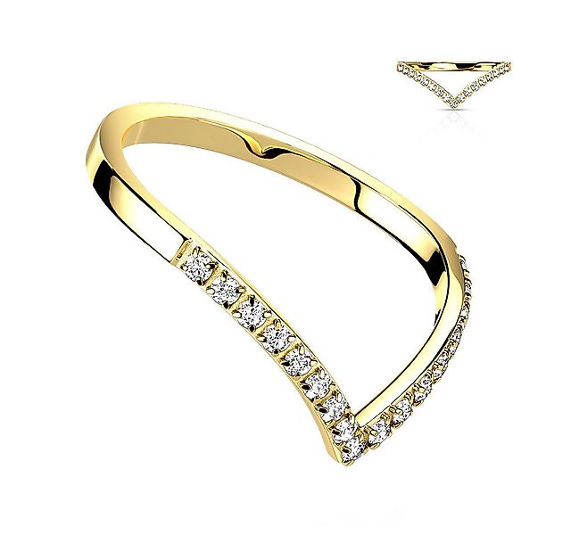 Taffstyle Fingerring Damen Shevron Ring mit kleinen Kristallen Gold Größe 5 günstig online kaufen