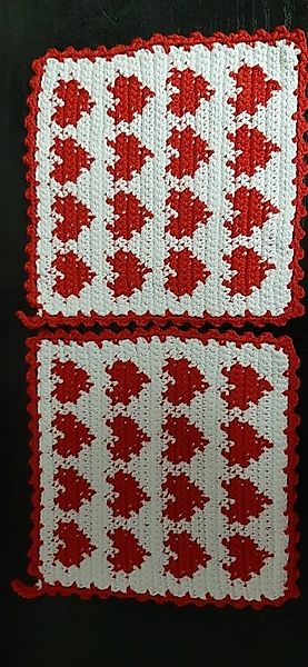 Pro Lana Topflappen 1 Paar gehäkelte Topflappen weiß mit roten Herzen, (2-t günstig online kaufen