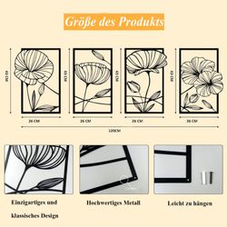 NUODWELL Wanddekoobjekt 4 Stück Metall Lotusblume günstig online kaufen