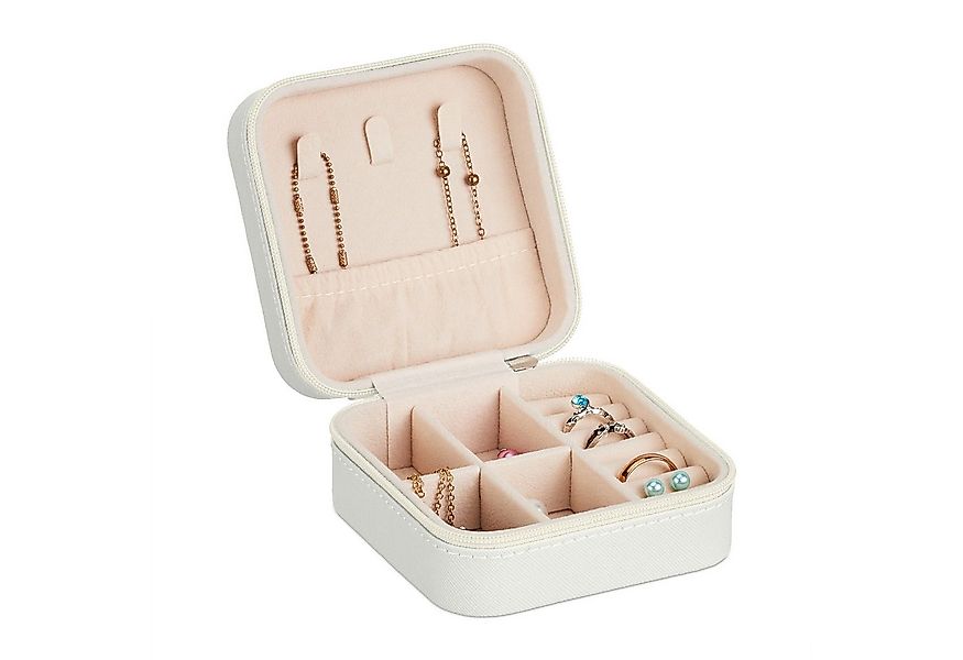 relaxdays Schmuckkasten Schmuckkästchen für Reisen, weiß günstig online kaufen