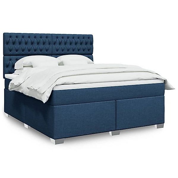 vidaXL Boxspringbett, Boxspringbett mit Matratze Blau 180x200 cm Stoff günstig online kaufen