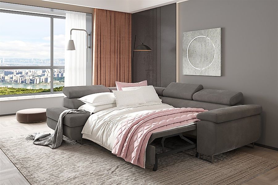 Fun Möbel Ecksofa Couchgarnitur JADE Schwarz-Grau günstig online kaufen