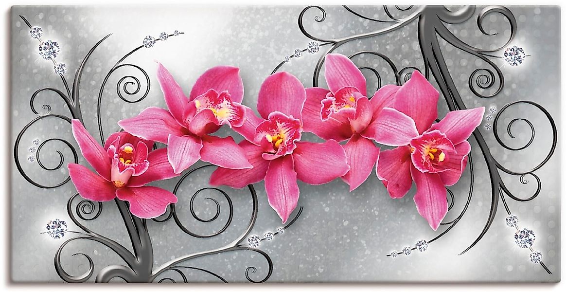 Artland Wandbild "rosa Orchideen auf Ornamenten" Blumenbilder 1 Stk. tlg. a günstig online kaufen