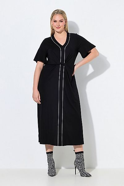 Ulla Popken Maxikleid Maxikleid Piping A-Linie V-Ausschnitt günstig online kaufen