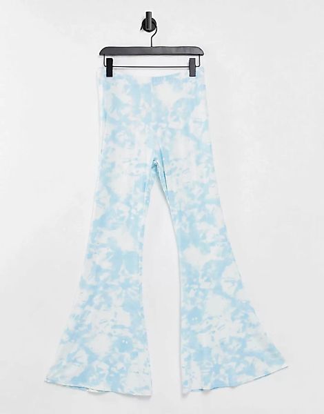 In The Style – Schlaghose mit hohem Bund in Blau günstig online kaufen