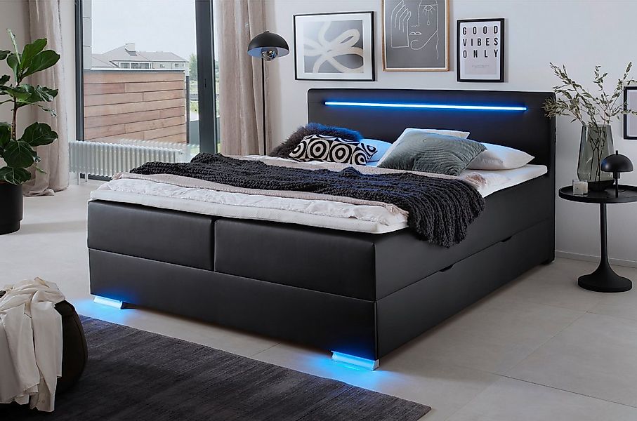 meise.möbel Boxspringbett "Las Vegas", Füße und Kopfteil mit LED-Beleuchtun günstig online kaufen