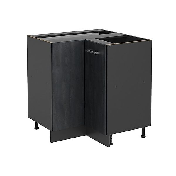 Vicco Eckunterschrank R-Line Schwarz Beton/Anthrazit 76 cm ohne Arbeitsplat günstig online kaufen